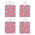 thumbnail image 2 of Lsque Pastel Christmas Trees on Pink Printed Tissue Box Cover Holder, Facial Paper Organizer Dispenser,Square with Bottom Belt, PVC Leather Decorative Organizer, 2 of 8