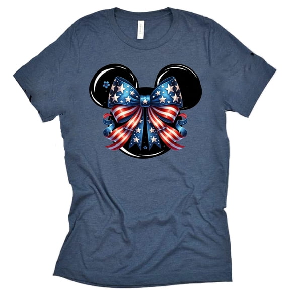 July 4th Shirt, Independence Day Big Bow Mickey Unisex Shirt Short Sleeve T-Shirt ( XX-Large, Navy)