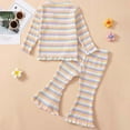 thumbnail image 4 of Cethrio Baby Girls Tops and Pants Set, 2 Piece Stripe Casual 2024 Outfit Sets Yellow Size 9-12 Months, 4 of 4