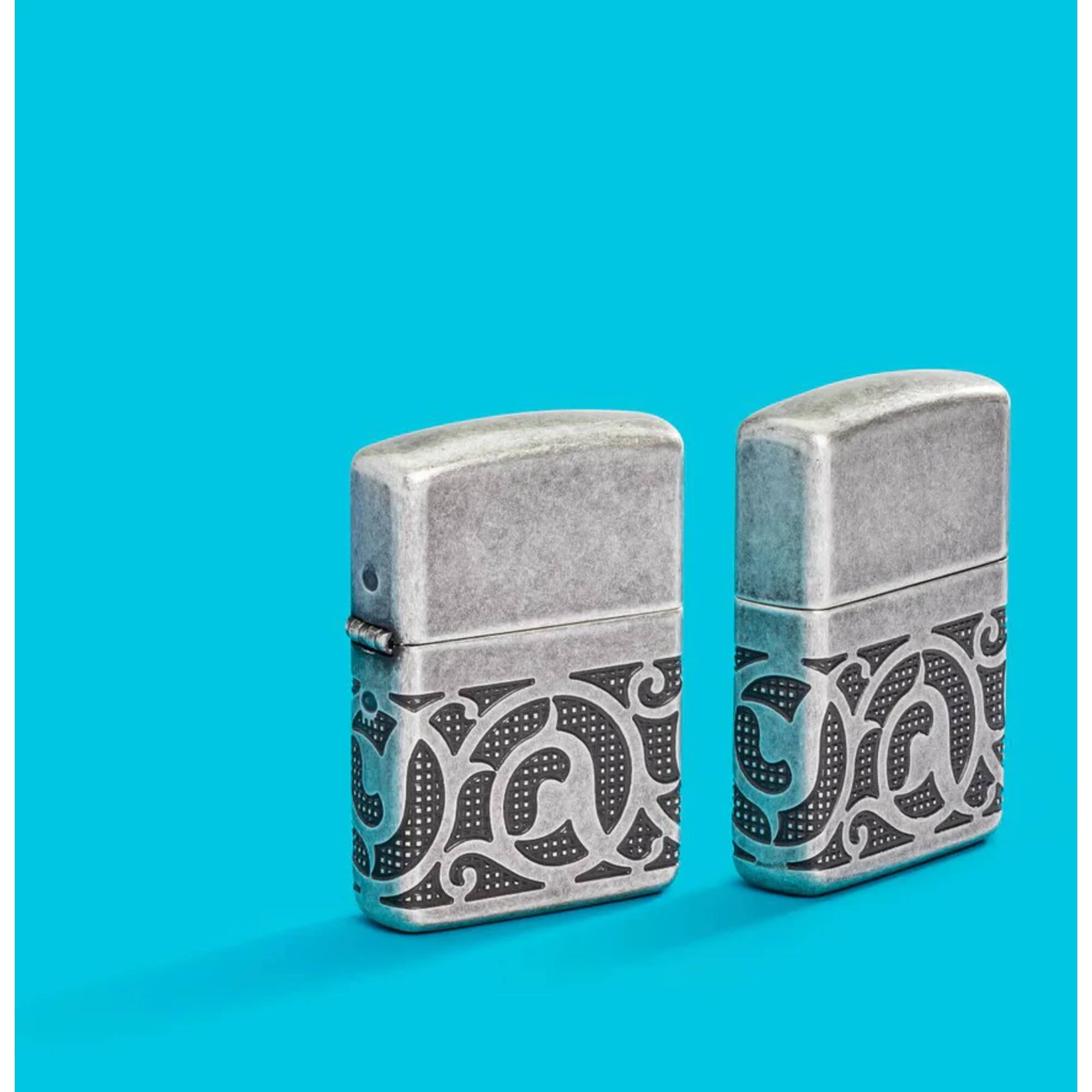 Zippo 49290 Multicut Pattern Design Antique Silver Pocket Lighter
