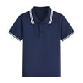 thumbnail image 2 of Girls Navy Polo Shirt 100% Cotton, Short Sleeve Classic Contrast Trim, Size 3-14 Years, Machine Washable Semi-Formal Shirt for School & Family Outings,Size 7-8 T, 2 of 5