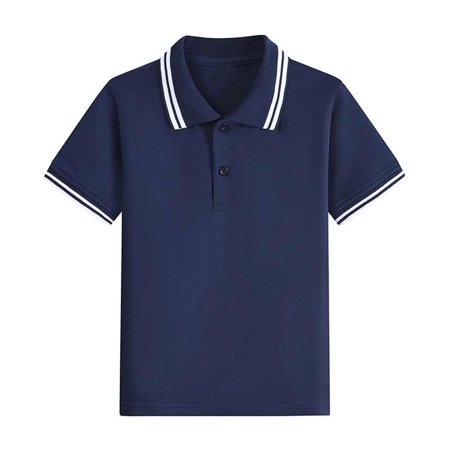 AHTJRT Golf Shirts for Kids Casual Lapel Half Button Pullover Tops Fashion Spring Summer Short Sleeve Tee Tops Outdoot Sports School Uniforms Navy 12-13 Years