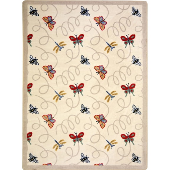 Joy Carpets Kaleidoscope Wing Dings 3'10" x 5'4" Area Rug in Color Beige