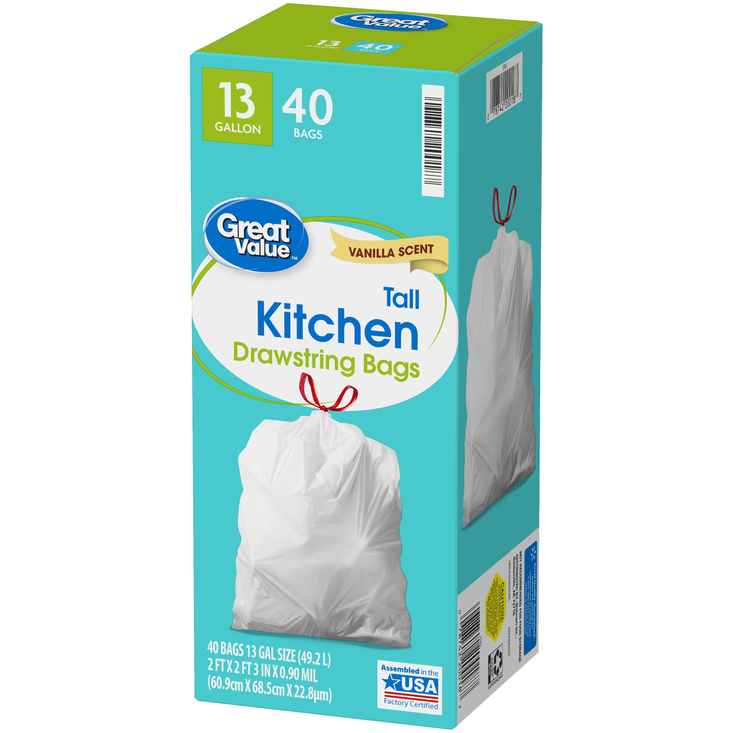 Neat Tall Kitchen 13 Gallon Drawstring Trash Bags - (40 Count) - Triple Ply Fortified, Eco-Friendly 50% Recycled Material, Neutralize+ Odor