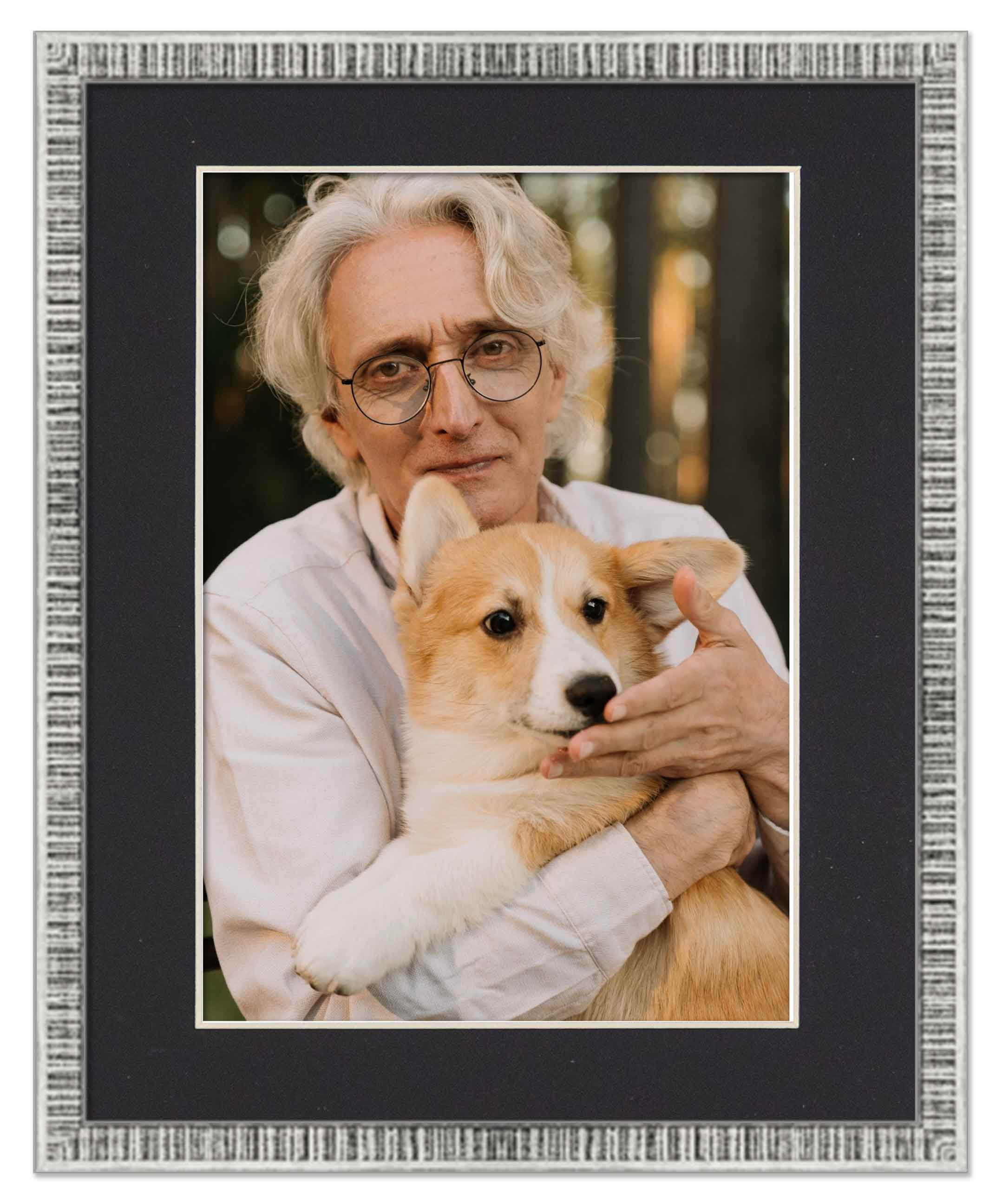 16x20 Frame Silver With Black Picture Mat For 16x20 Photo - Silver 18x24 Frame To Display Print or