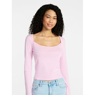 No Boundaries 90s Square Neck Top, Women’s XXS-XXL