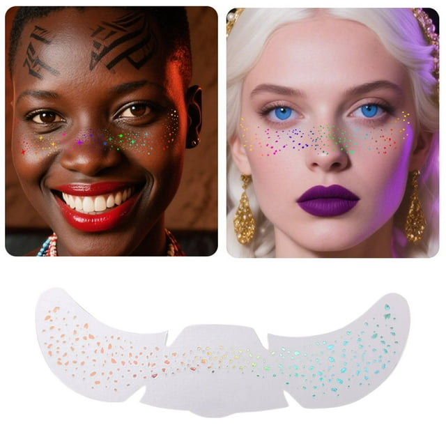 WEIWEIGG 6 Sheets Glitter Heart Freckles Set - Temporary Tattoo Makeup for Festivals, Gentle Skin-Friendly Party Stickers