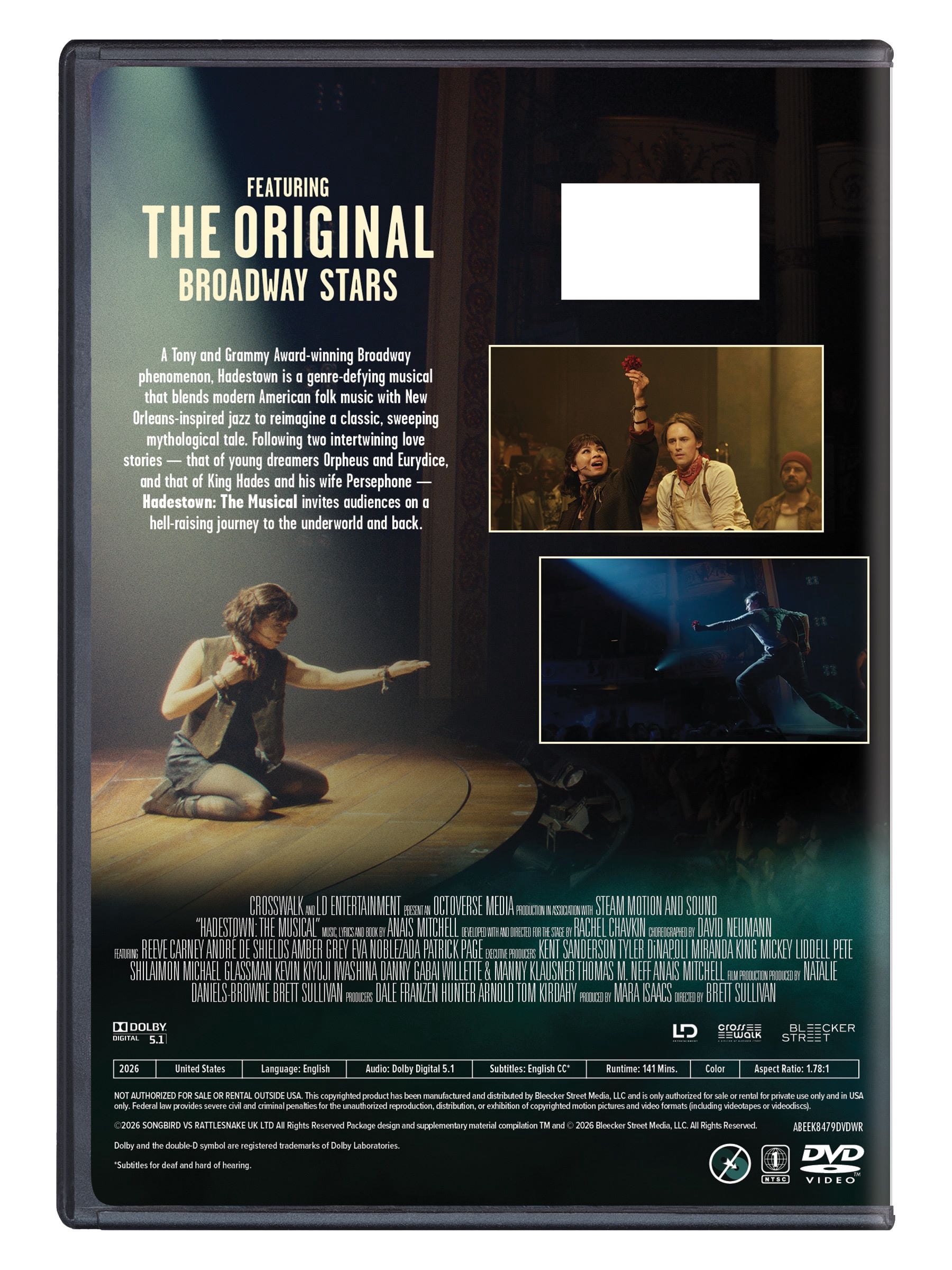 Hadestown: The Musical (DVD) Bleecker Street Media, Musical, Drama