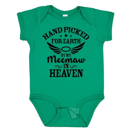 

Inktastic Handpicked for Earth by My Meemaw in Heaven with Angel Wings Gift Baby Boy or Baby Girl Bodysuit