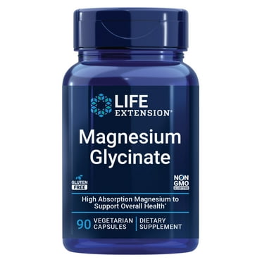 Life Extension Magnesium Glycinate, heart health, bone health, nerve and muscle support, highly absorbable, gluten-free, non-GMO, vegetarian, 90 capsules