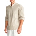 thumbnail image 3 of Liwarace Mens Cotton Linen Long Sleeve Shirt Solid Baggy Button-down Tops T Shirt Blouse, 3 of 22