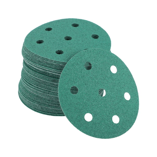 Discos de Lijado para Automóviles Unique Bargains?3.5" 7 Agujeros 80 Granos Resistencia a la Abrasión | Papel de Lija Redondo con Gancho y Bucle Verde 50 Pcs