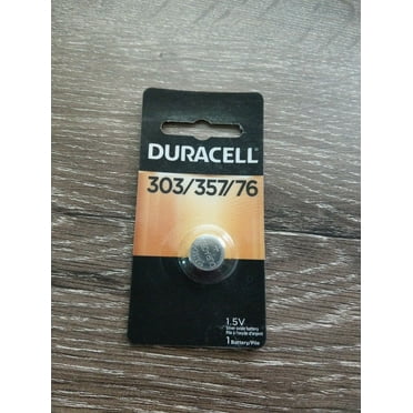 One Duracell 357 303 76 SR44W/SR44 Silver Oxide Battery. NEW