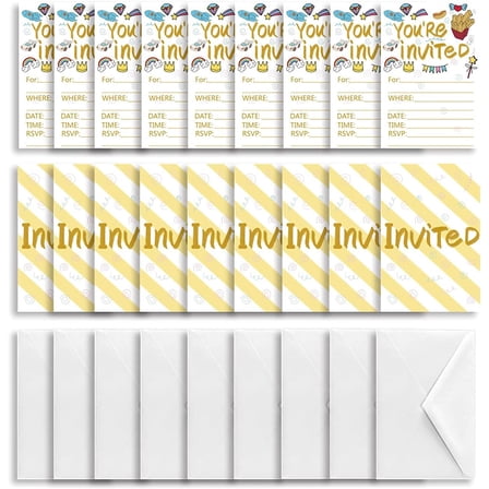 Invitations with Envelopes 30 Sheet Fill-in French Fries and Food Theme Invites Wedding Invitation Kit for Wedding Bridal Shower Baby Shower Birthday Invitations 15x10 cm