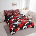 thumbnail image 3 of Feelyou Black Red Camo Bedding Comforter Set 7pcs, Cartoon Camouflage Queen Bedding Sets, 3 of 8