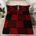 thumbnail image 2 of Castle Fairy Animal Print 3pcs Twin Sheet Sets for Teenagers,Black Red Twin Fitted Sheet,Abstract Patchwork Breathable Flat Sheet,Breathable Home Decor, 2 of 7