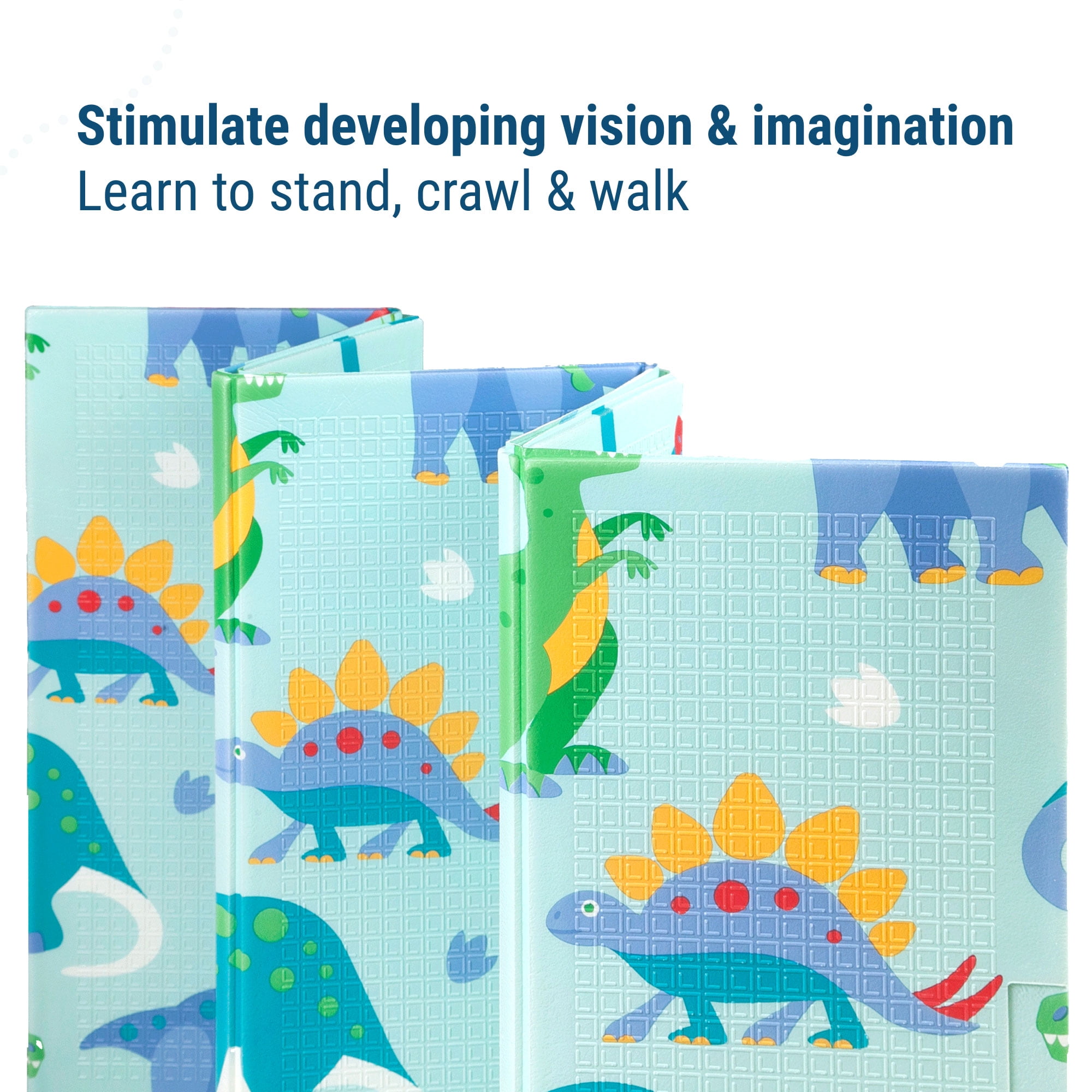 Wildkin Baby Play Mat - Large Folding Foam Play Mat for Infants, Babies, Toddlers, Waterproof, Double-sided (70" x 59") - Dinosaur Land