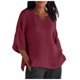 thumbnail image 1 of Camiseta estampada de manga 3/4 y cuello redondo para mujer - Top informal de algodón holgado - Blusa con estampado floral para todas las estaciones, 1 of 5