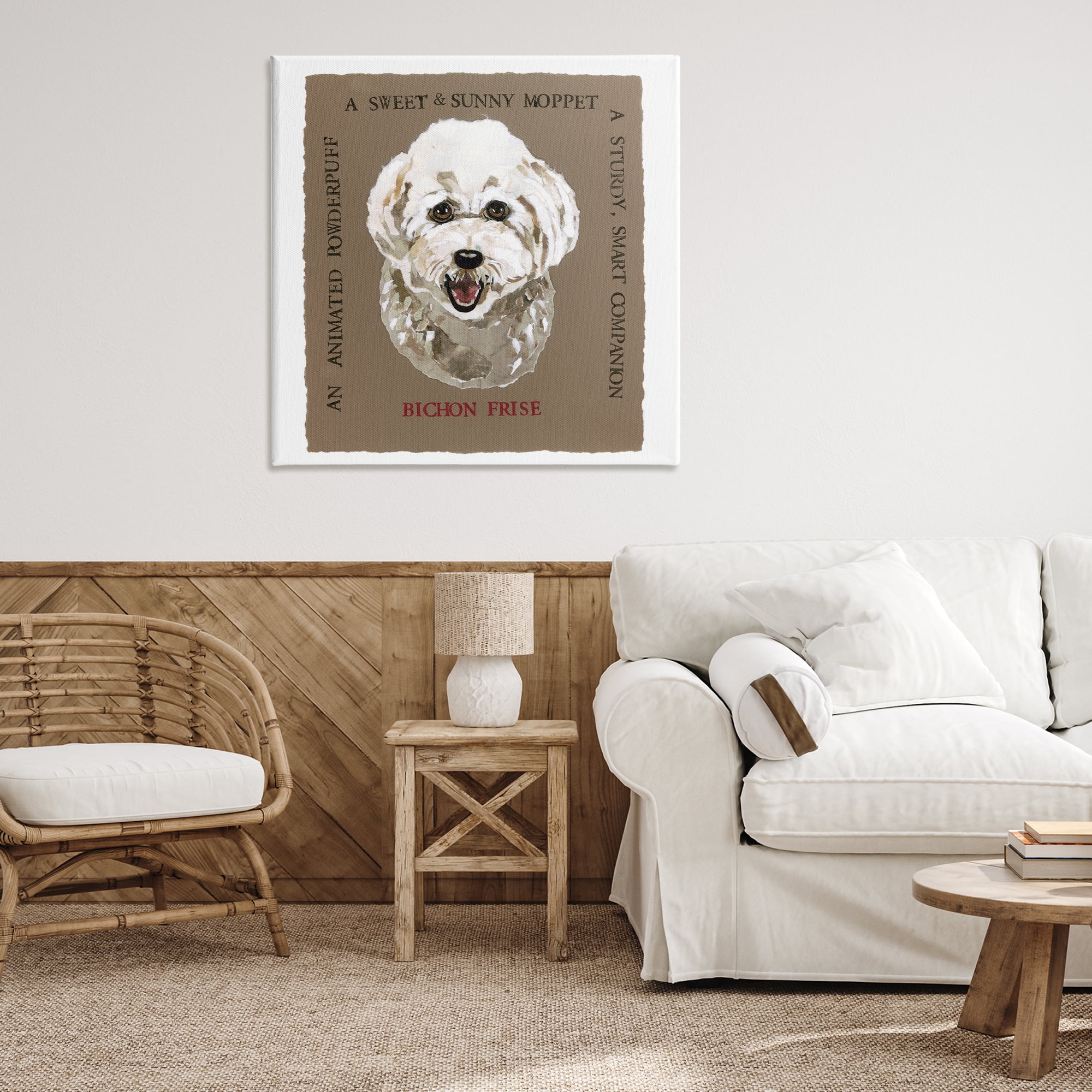 Stupell Industries Fun Bichon Frise Phrases Animals Painting Wrapped Canvas Art Print Wall Art, 36 x 36