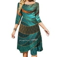 thumbnail image 1 of Hermoso vestido con cuello cuadrado y brazaletes fractales de cuero con cordón turquesa, nuevo vestido elegante de talla grande para mujer, hermoso vestido ajustado a la cintura, 1 of 6