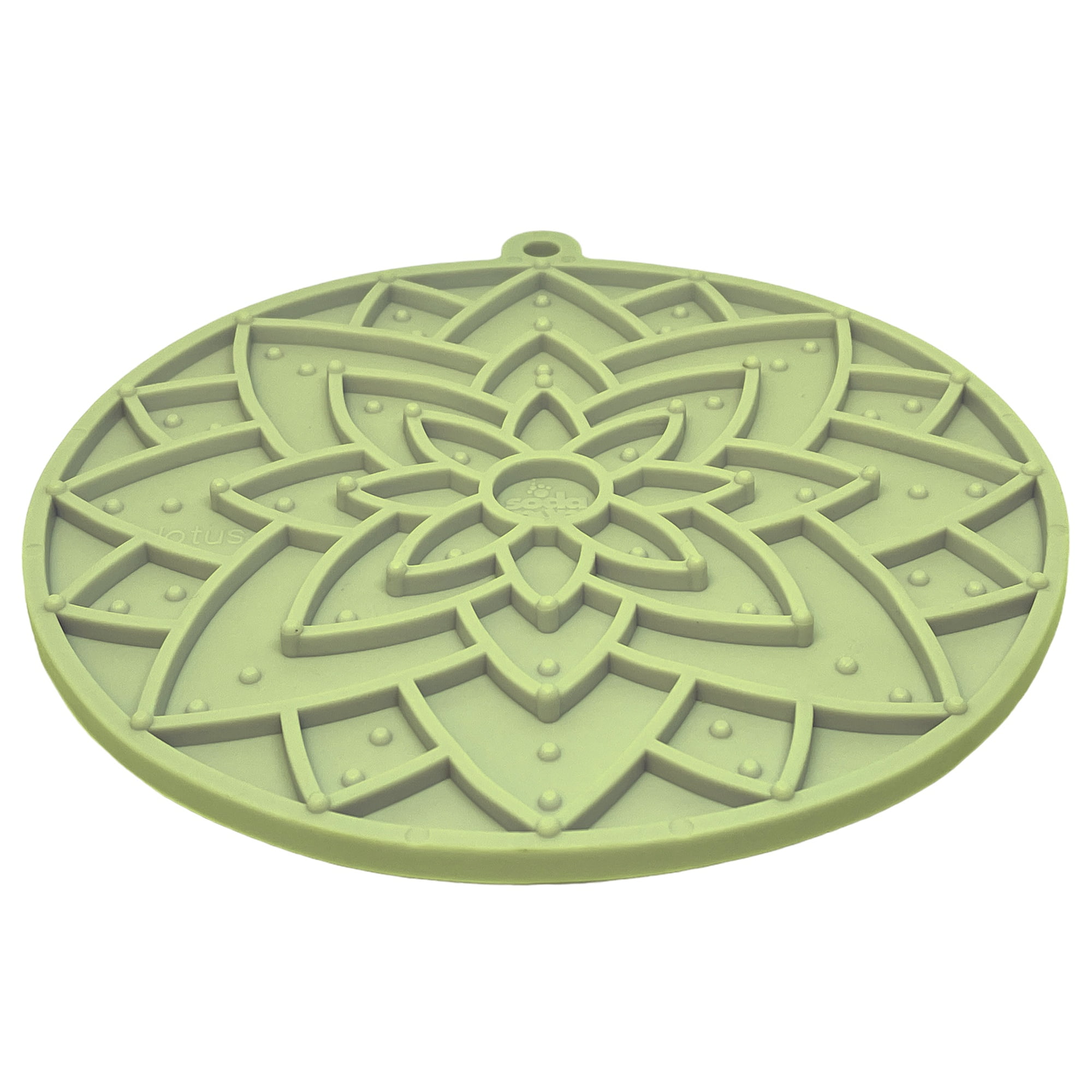 SodaPup Lotus eMat Enrichment Lick Mat with suction cups, L, Light Green