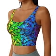 thumbnail image 2 of Bixox Women's Multicolored Butterflies Pattern Fitness Navel Tank Top U-Back Yoga Tank Top Sweatshirt Sports Bra, 2 of 7