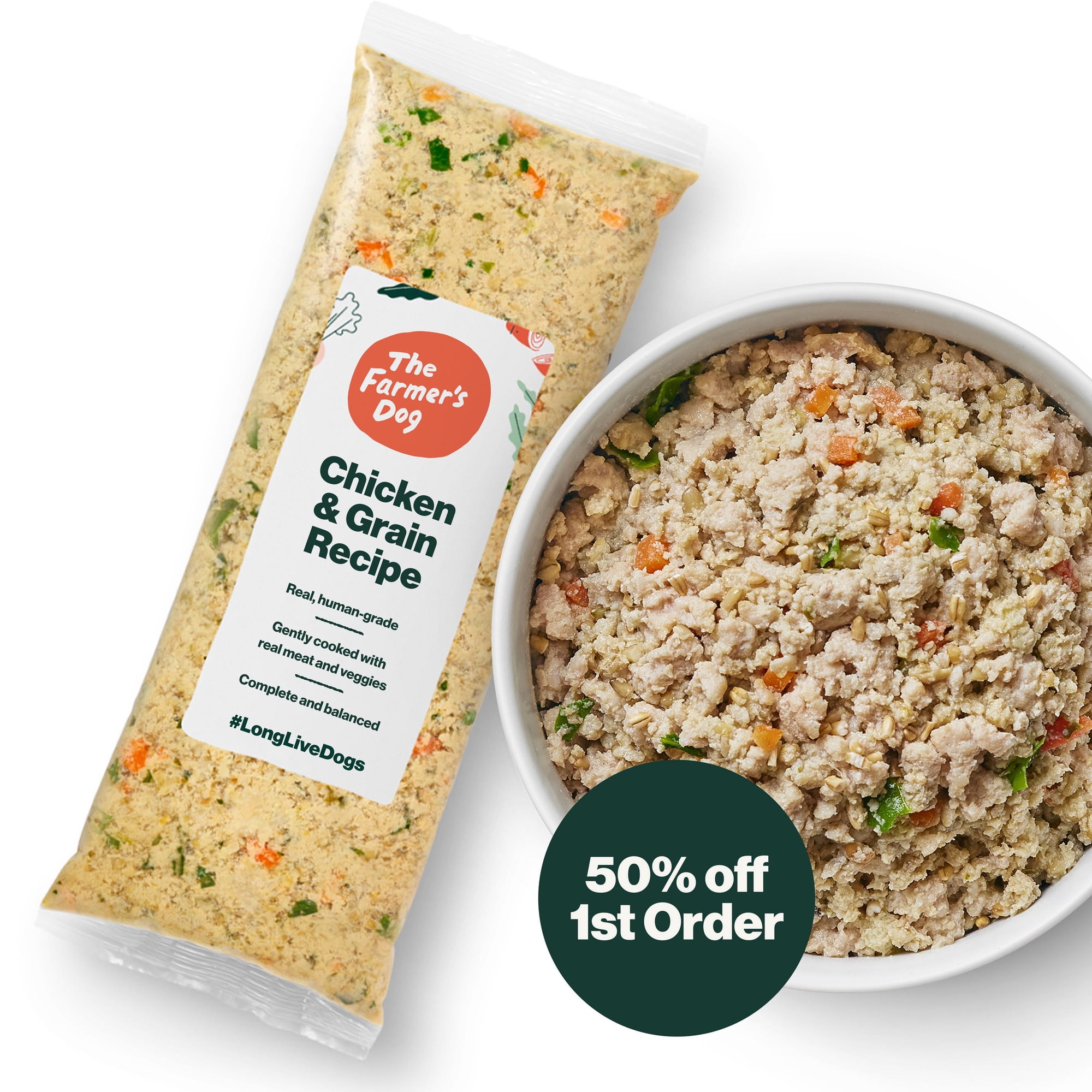 The Farmer’s Dog Fresh Human-Grade Dog Food, Chicken & Grain Recipe, Personalized Meal Plan Subscription for all Breeds & Sizes