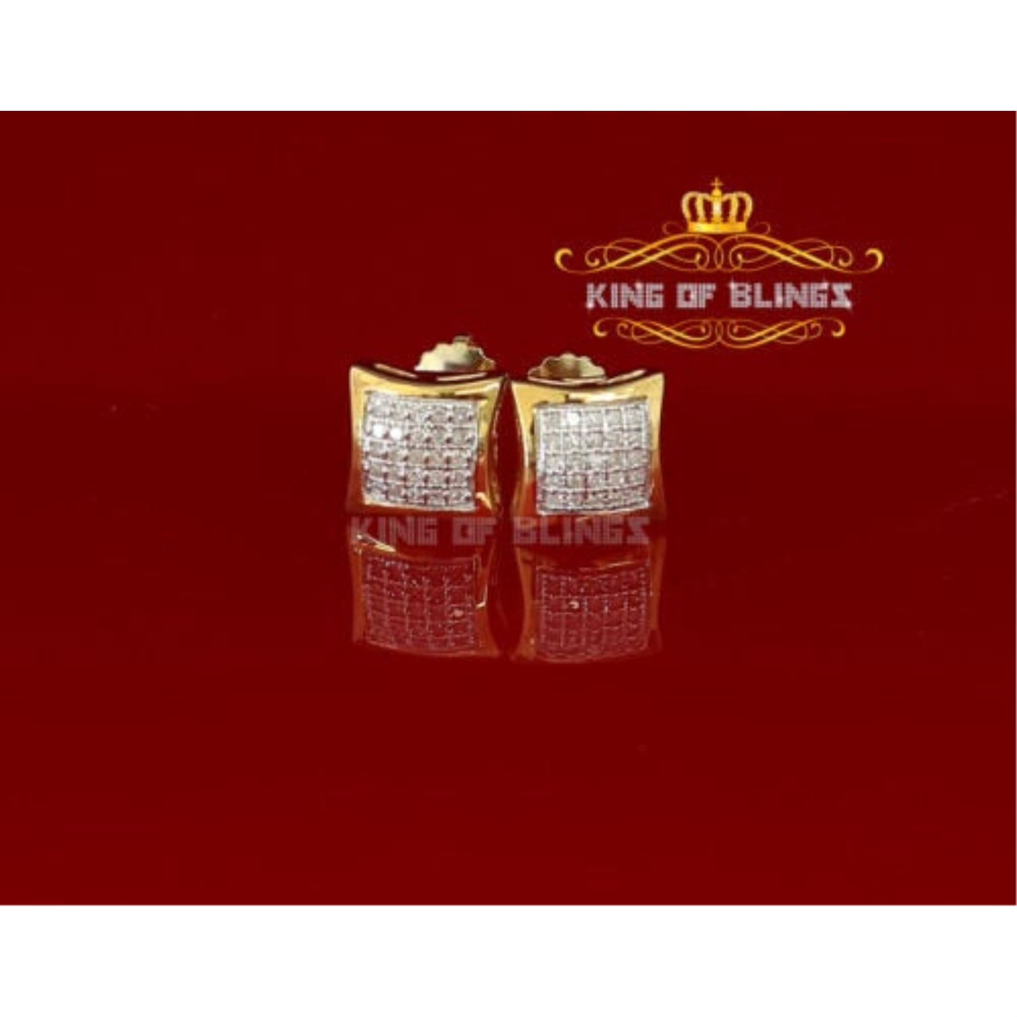 King Of Bling's Real 10k Yellow Gold Stud Earrings with Real 0.15CT Diamonds
