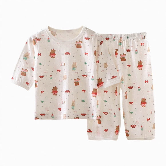 gdxvjhbj Baby Summer Pjs 2-Piece Pajamas Sleepwear Pjs for Infant Baby and Toddler Girls 3 6 Months (Red,3-6 Months)