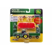 John Deere 10 Piece Farm Set w/ Red Fence and Whte/Brown Cows, Red - Tomy ERTL John Deere 37657A