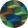 thumbnail image 1 of Ahgly Company Tapis Rond Lavable en Machine Intérieur Transitionnel Vert Canon, 8 Pieds Rond, 1 of 7