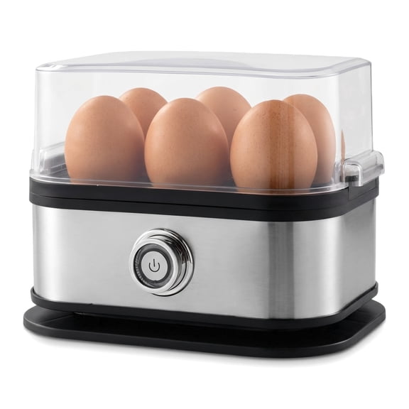 Rapid Egg Cooker 6 Eggs Capacity Electric Stainless Steel, Soft, Medium, Hard Boiled, Egg Steamer, Egg Poacher With Auto Shut-Off.