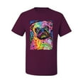 thumbnail image 3 of Funny Neon Pug | Dean Russo Art Animal Lover Men's T-Shirt, Maroon, Large, 3 of 6