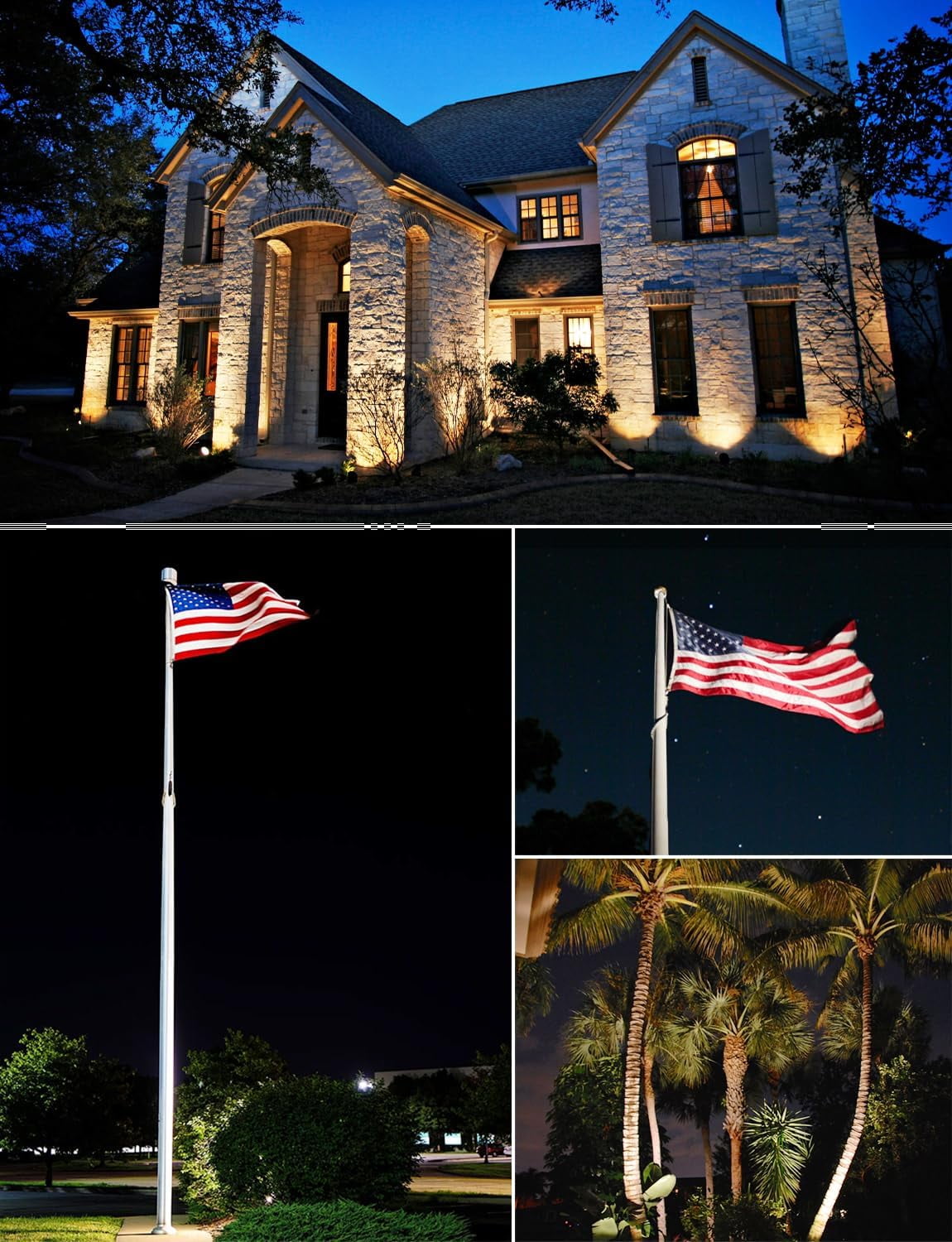 SUNVIE 30W Outdoor LED Spotlight 120V Waterproof Landscape Lights 3000LM Ultra Bright 3000K Warm White with 6ft Cord for Flag Pole Tree Yard Path Decor