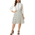 thumbnail image 2 of INSPIRE CHIC Women's Polka Dots Overall Flared Adjustable Straps Suspender Skirts S White, 2 of 7