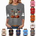 thumbnail image 2 of Godom Halloween Shirts Pumpkin Shirt Women Cute Ghost Blouse Casual Fall Graphic 3/4 Sleeve Tee Tops, 2 of 6