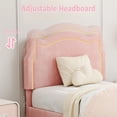 thumbnail image 5 of Ataucjin Twin Upholstered Smart LED Bed Frame with Adjustable Bear Headboard,Velvet Princess Platform Bed Frame for Girls,Wooden Slats Support,No Box Spring Needed,Easy Assembly,Pink, 5 of 8