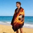 thumbnail image 4 of Cififendec Soccer Theme Microfiber Beach Towel, Super Soft, Oversized, 63"*31.5", Absorbent and Quick Dry Beach Towel, Soccer Fans Gift, 4 of 5