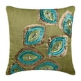 thumbnail image 1 of Funda de cojín, funda de almohada verde, funda de almohada con lentejuelas de pavo real, funda de almohada de 35 x 35 cm (14 x 14 pulgadas), funda de almohada cuadrada de seda, diseño geométrico Art, 1 of 5