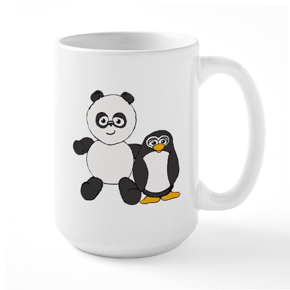 CafePress - Panda And Penguin Large Mug - 15 oz Ceramic Large White Novelty Mug