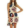 thumbnail image 1 of SMihono Robe d'Été Bohème pour Femmes Grande Taille Fête de l'Indépendance Mode Féminine Sans Manches Imprimée Col Rond Ample Robe Irrégulière pour Dames, 1 of 5
