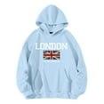 thumbnail image 2 of Blue Hoodies for Women's Long Sleeved LONDON UNITED Letter Printed Hoodie Hoodie Hoodie Fall Tops for Women 2025, 2 of 5