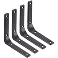 thumbnail image 1 of Uxcell 4Pcs Soportes de Estante Flotante, Soportes de Estante de Pared de 5 x 5 Pulgadas de Alta Resistencia, Soportes de Ángulo de Acero para Estantes de Madera, Armarios, Soporte de Encimera, Negro, 1 of 6