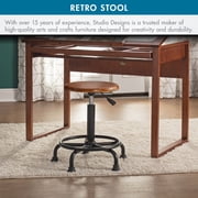 Studio Designs Wood and Metal Home or Art Studio Swivel and Height Adjustable Stool, Rustic Oak