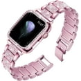 thumbnail image 2 of Compatible for Apple Watch Band 38mm 40mm 42mm 44mm with Screen Protector Case, Jewelry Replacement Metal Band & 2-pack Bling Full Cover Protective Case for iWatch Series 6/5/4/3/2/1(Black), 2 of 11