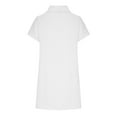 thumbnail image 5 of QUYUON Womens Linen Dress Summer Short Sleeve High Neck Knee Length Dress Casual Loose T Shirt Dress Short Beach Sundress A-Line Tunic Dress White S, 5 of 6