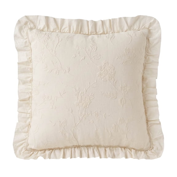 The Pioneer Woman Cream Matelassé Floral Crochet Ruffle Decorative Pillow, 20 in x 20 in