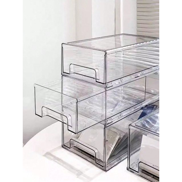 1pc Large Capacity Drawer Style Storage Box, Refrigerator Vegetable And Fruit Classification Separation Anti-odor Storage Box, Multi-use Bathroom Desk