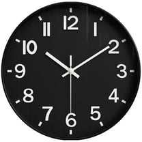 REGALWOVEN Simple Wall Clock, Big Arabic Numerals, Silent Non-Ticking Modern Battery Operated, Classic Decorative for Home Black 12 x 12 x 1.6 Inch