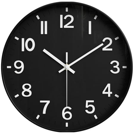 Unique Bargains Simple Wall Clock with Big Arabic Numerals Black